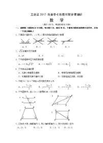 四川省绵阳市三台县2017-2018学年七年级下学期期中考试数学试题