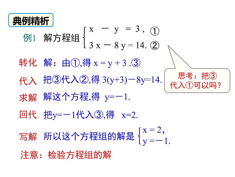 课件 人教版 初中七年级数学（下册）8.2 第1课时 代入法08