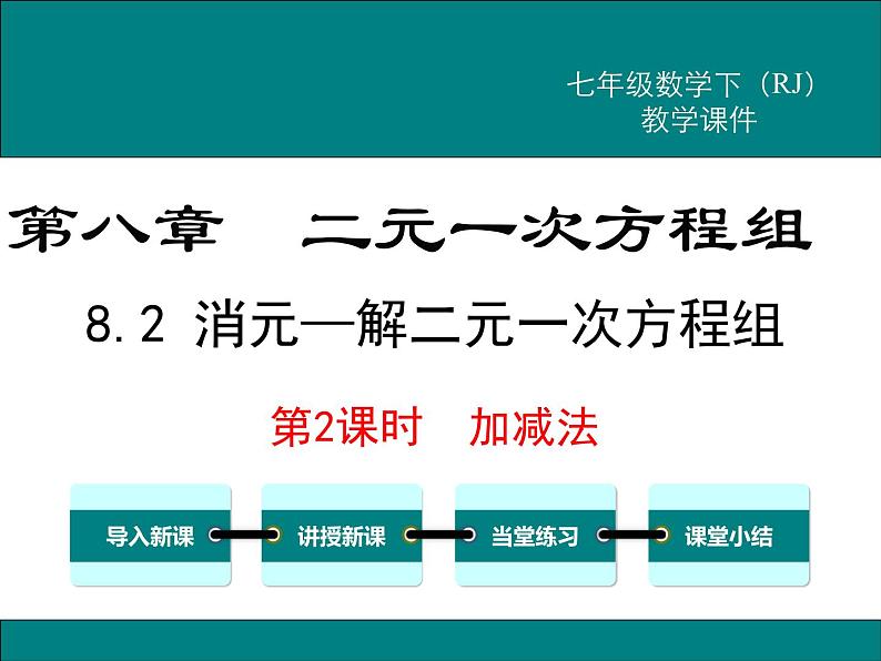 课件 人教版 初中七年级数学（下册）8.2 第2课时 加减法第1页