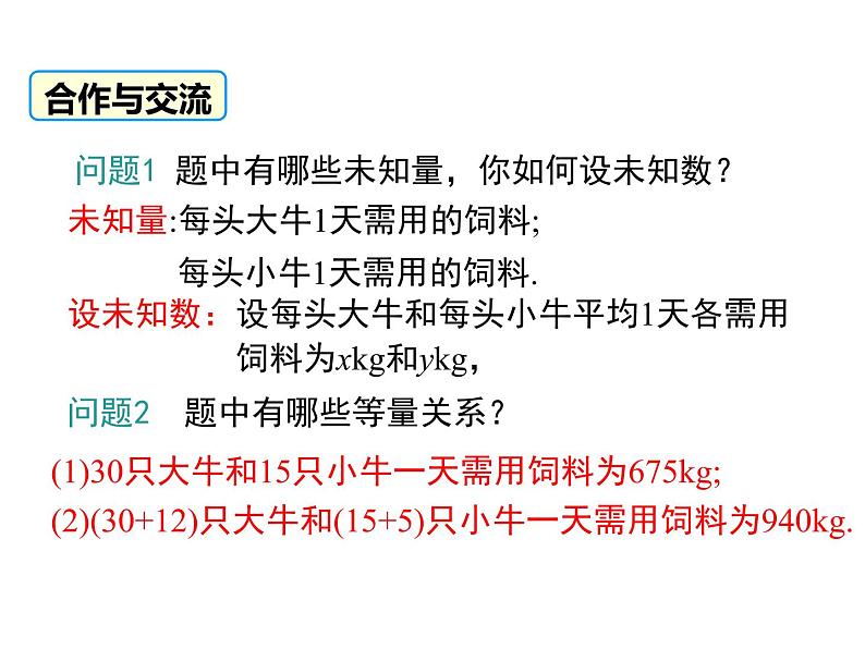 课件 人教版 初中七年级数学（下册）8.3 第1课时 利用二元一次方程组解决实际问题第5页