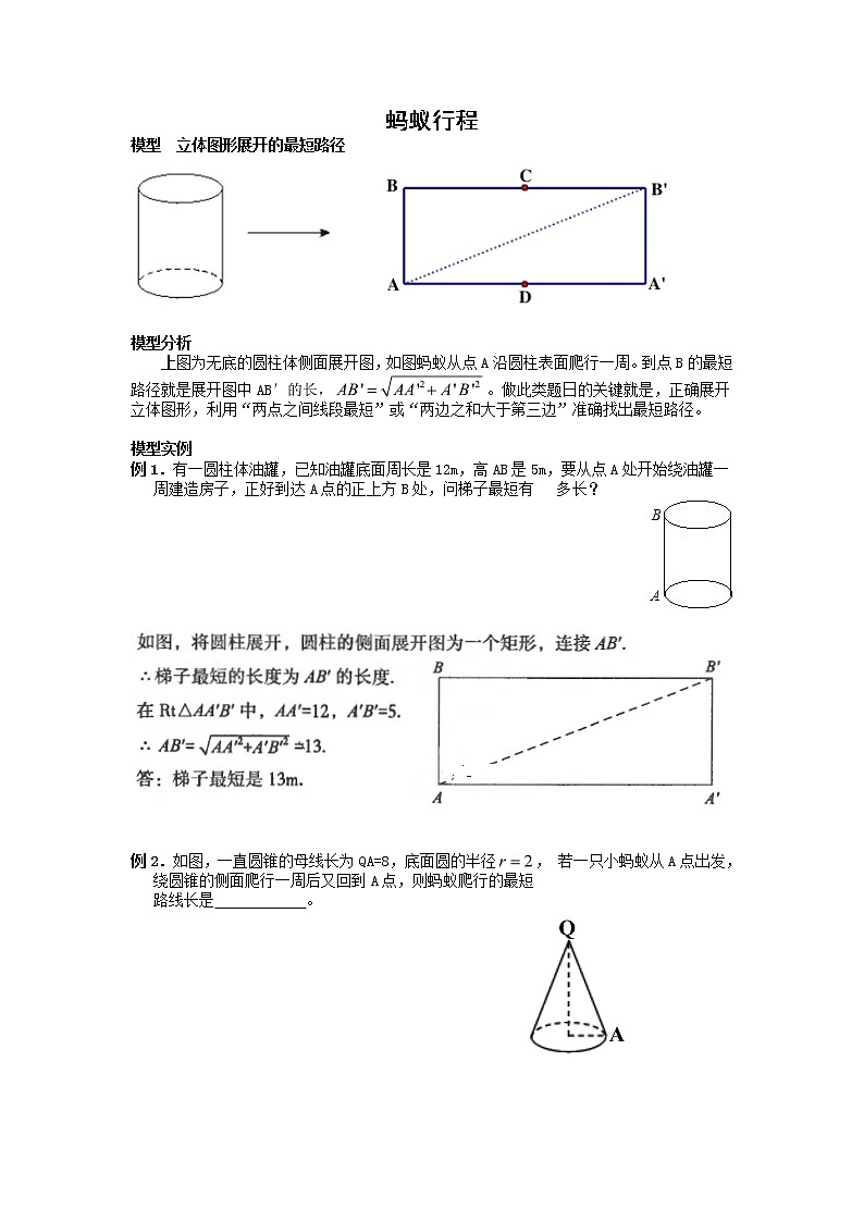 试卷 中考必会几何模型：蚂蚁行程01
