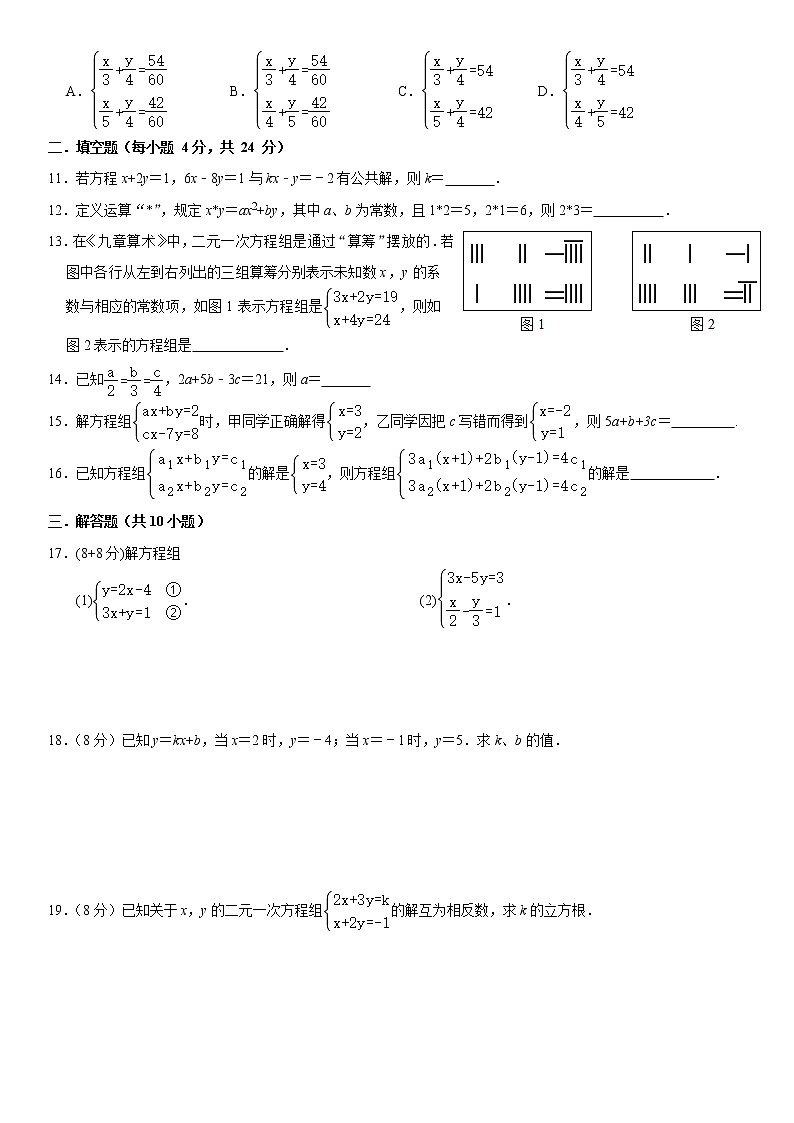 2020- 2021学年人教版七年级数学下册第八章《二元一次方程组》单元检测卷（无答案）02