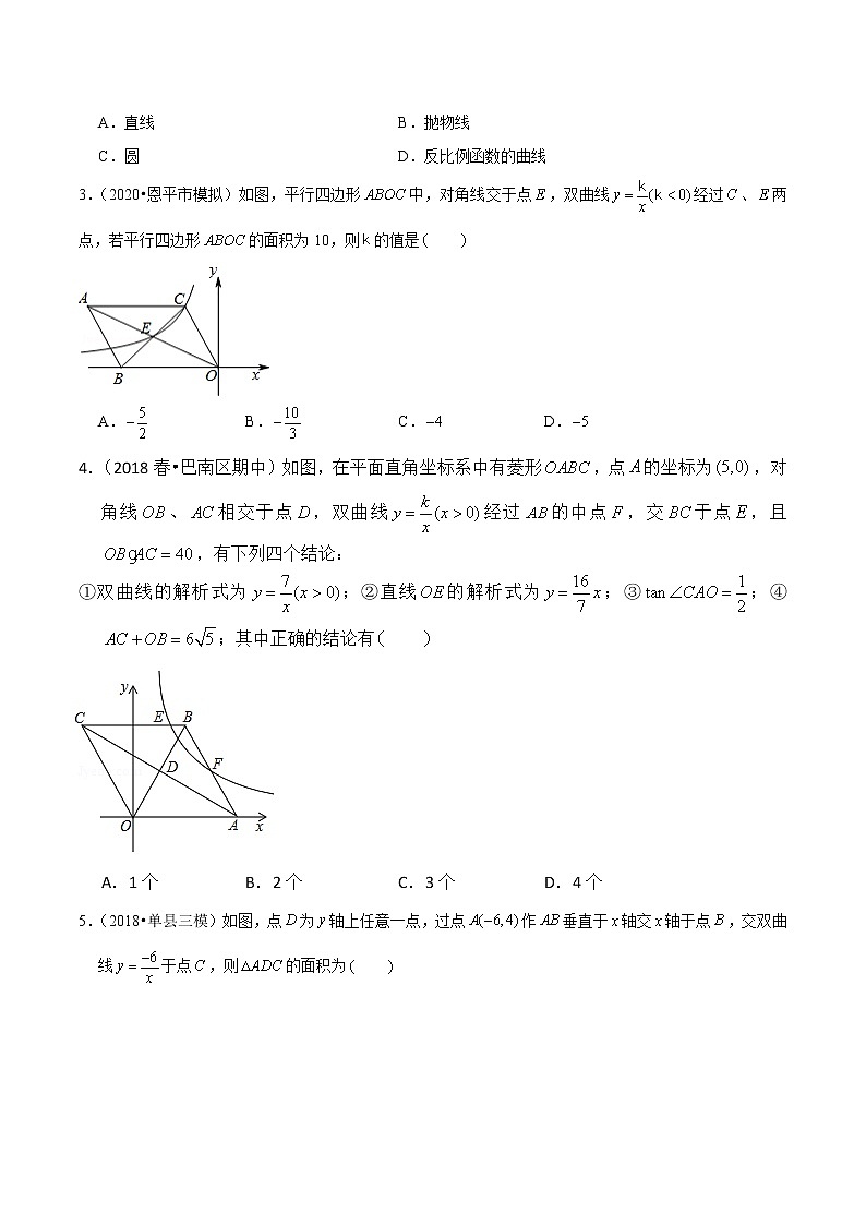 试卷 2021年中考数学复习之挑战压轴题（选择题）：反比例函数综合题（含解析）02