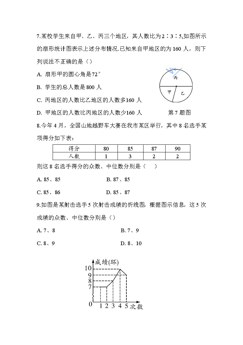 2018年人教版中考复习数学《统计》专项检测题 （无答案）03