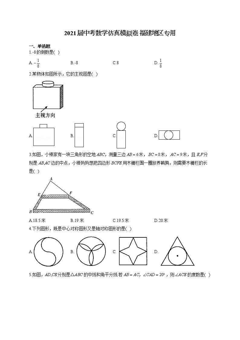 2021届中考数学仿真模拟卷 福建地区专用（含答案）01