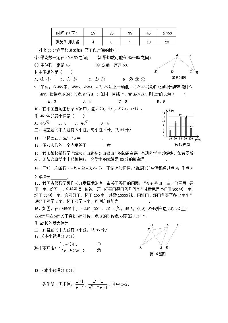 福建省泉州市惠安第三中学 2020-2021学年九年级下学期第一次月考 数学试题含参考答案02