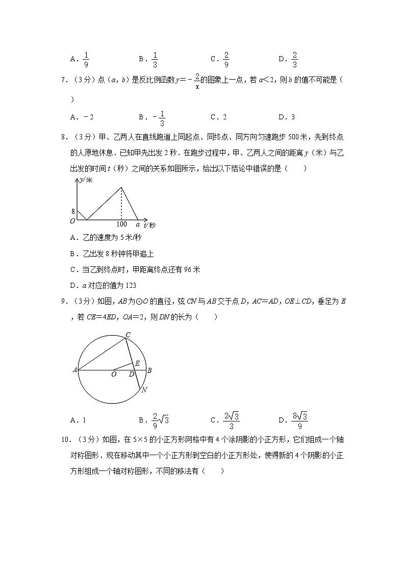 试卷 2021年湖北省武汉市九年级四月调考数学模拟试卷（2）02
