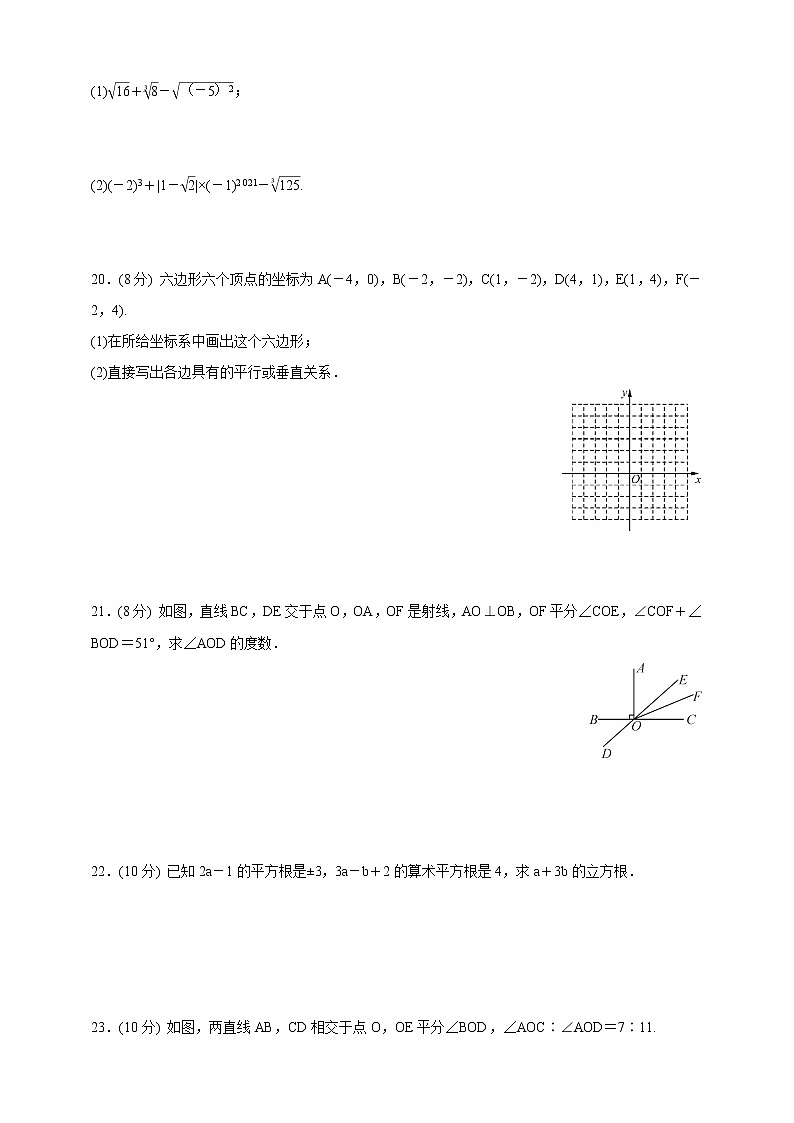 2020-2021学年人教版 七年级数学下册  期中综合复习卷（word版 含答案） (2)03