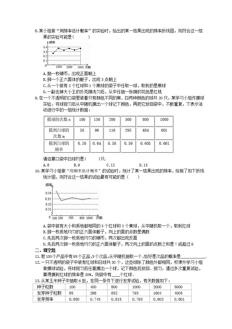 2021年北师大版数学七年级下册6.2《频率的稳定性》课时练习（含答案）02