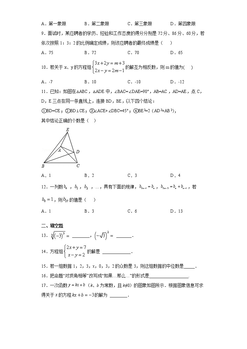 四川省眉山市青神县 2020-2021学年八年级上学期 期末数学试题（含答案）02