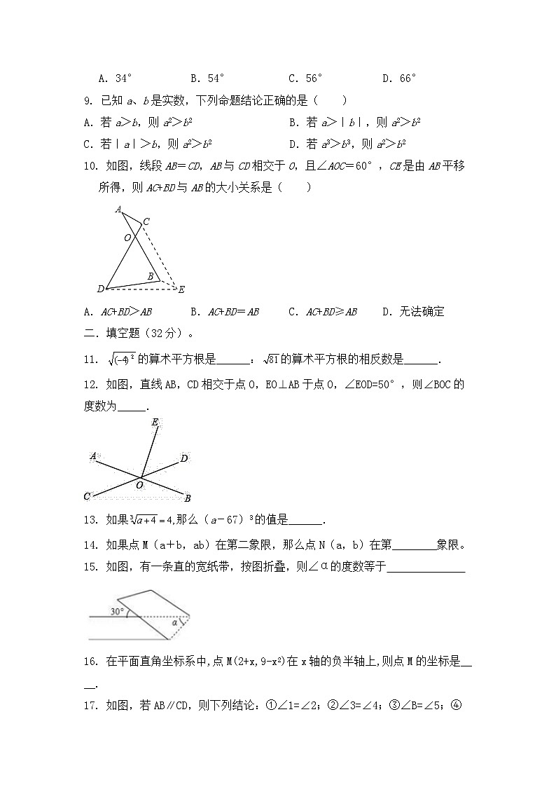 2020-2021学年七年级数学人教版下册期中复习模拟过关练习题03
