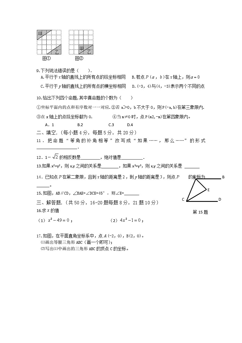 2020-2021学年人教版七年级下册数学期中综合复习 试卷02