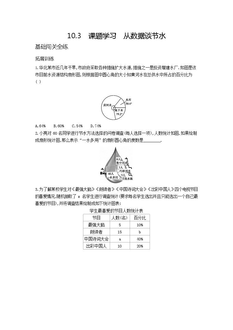 人教版数学七年级下册 资源拓展 10.3课题学习 从数据谈节水01