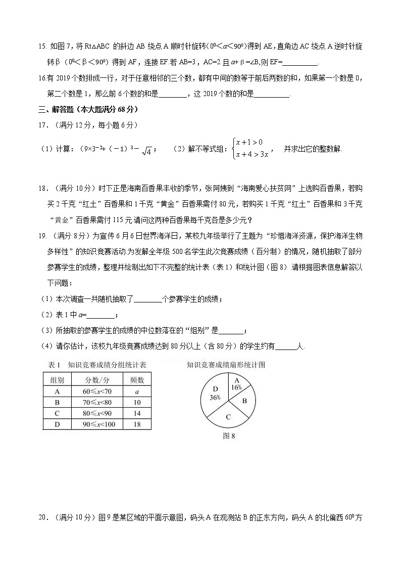 2019年海南省中考数学试题（word版含答案）03