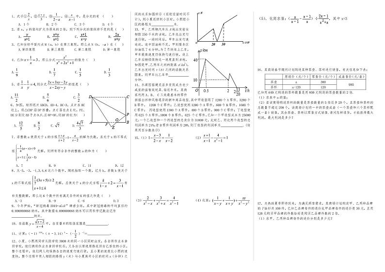 一次函数专题练习第1页