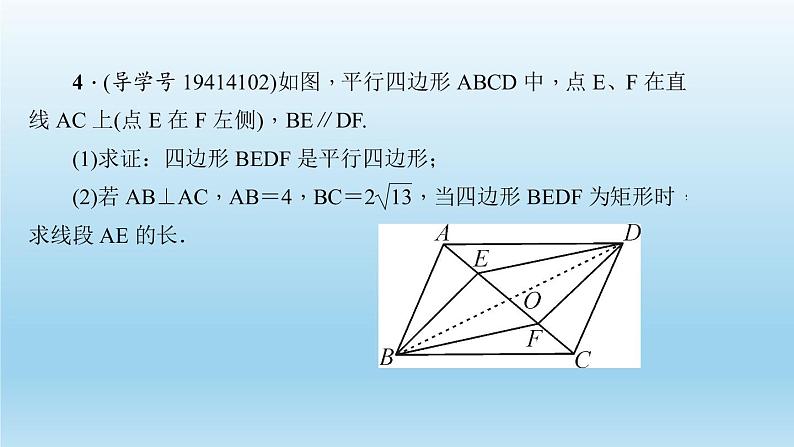 华师大版 初中数学 八年级（下册）专题训练(四)　综合利用矩形的性质与判定解题课件05