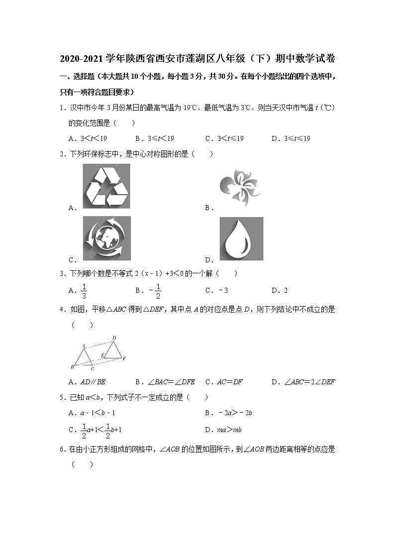 2020-2021学年陕西省西安市莲湖区八年级（下）期中数学试卷01