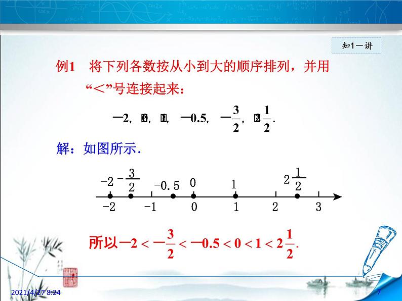 2.2.2利用数轴比较数学的大小第7页