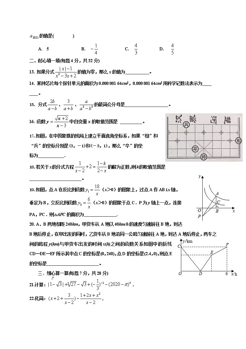 四川省眉山市青神县2020-2021学年八年级下学期期中考试数学试题（word版 含答案）03