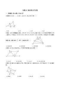 试卷 2021年中考数学二轮复习专项训练 专题17 相交线与平行线(含解析）（通用版）