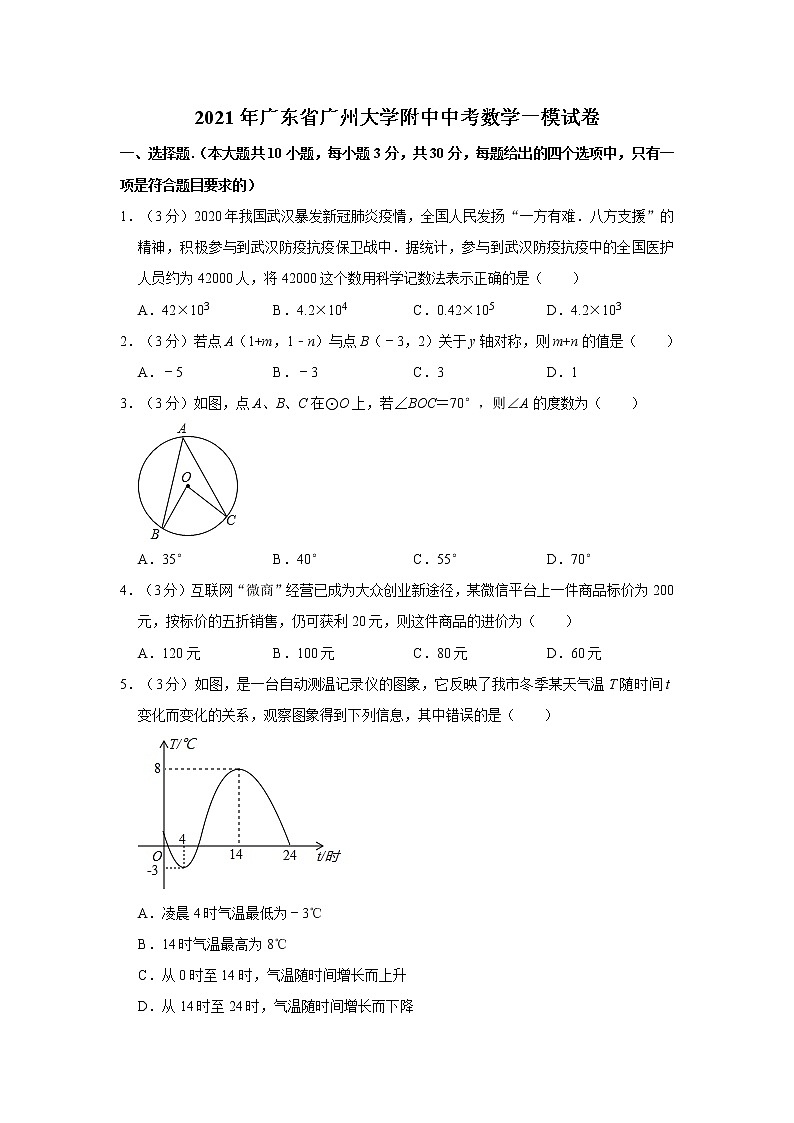 2021年广东省广州大学附中中考数学一模试卷01