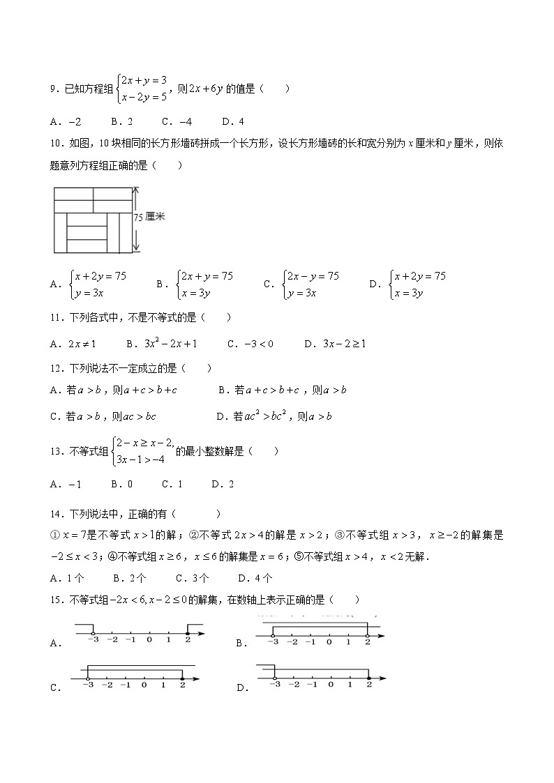 四川省遂宁市安居区2020-2021学年七年级下学期期中数学试题(无答案)02