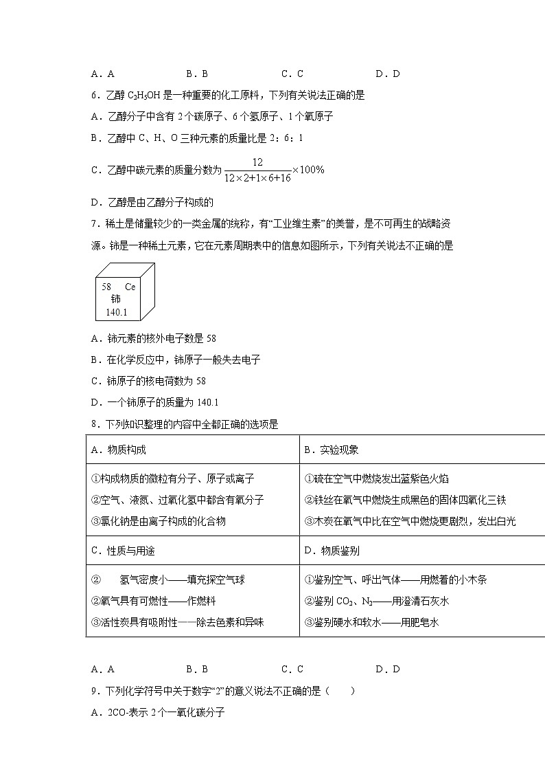 广东省广州市越秀区2020-2021学年九年级上学期期中化学试卷（word版，含答案）02