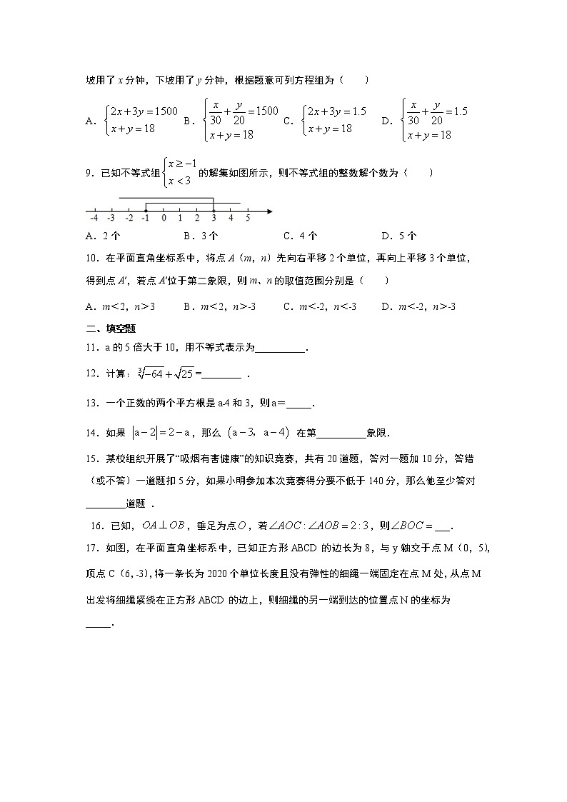 人教版七年级下册第5-9章阶段性复习训练试卷     解析版02