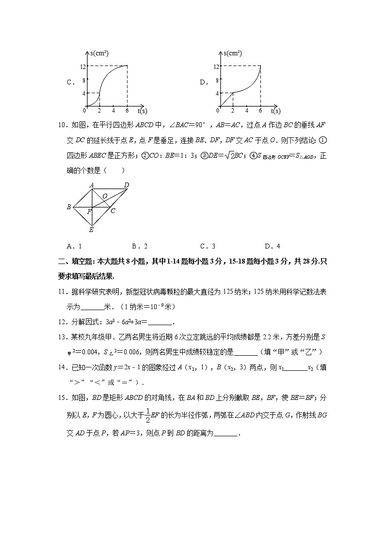 2021年山东省东营市胜利油田学校中考数学第一次监测试卷（Word版 含解析）03