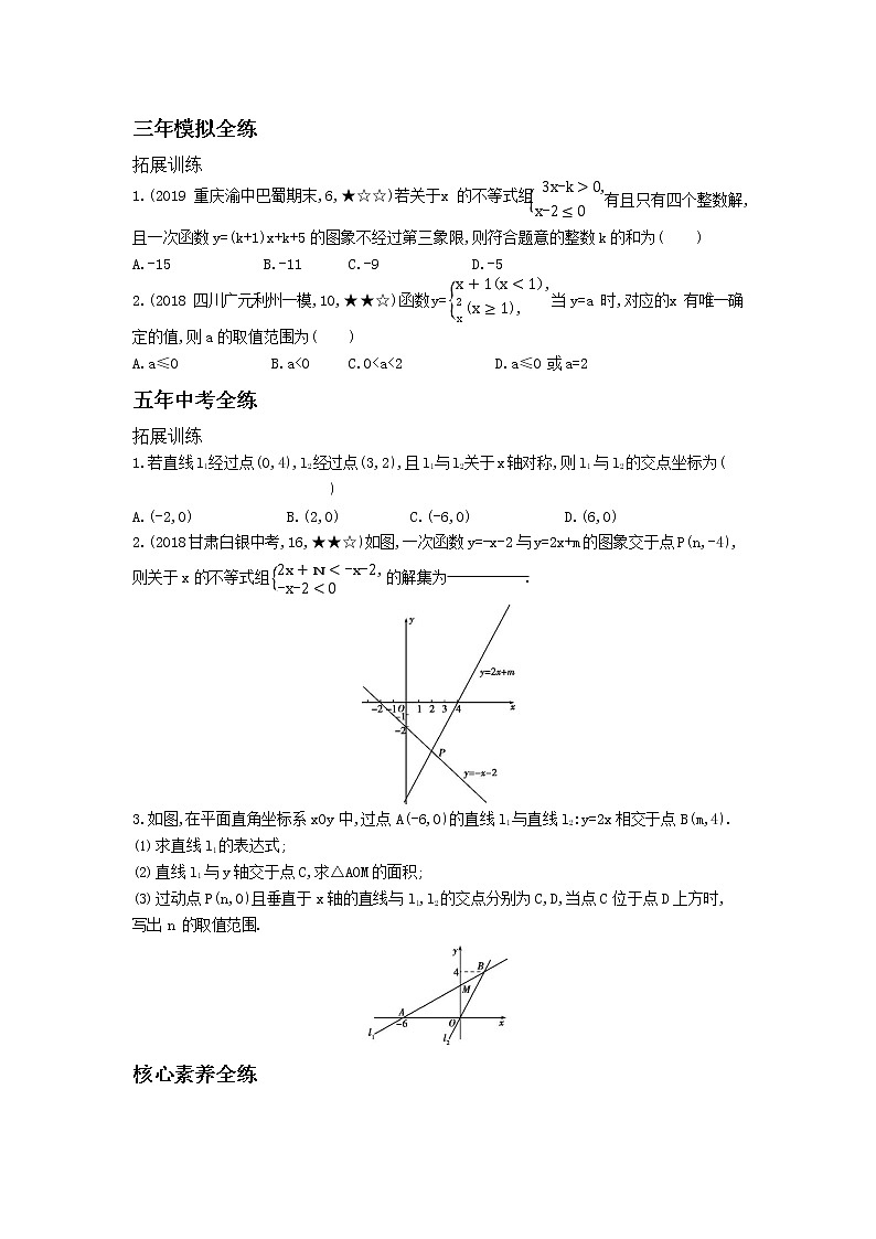 资源拓展 19.2.3一次函数与方程、不等式 试卷02