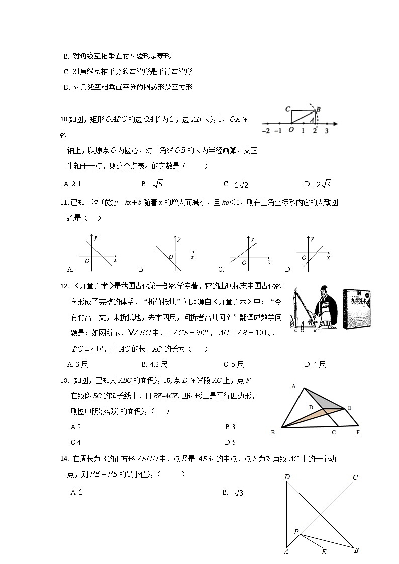 云南省人教版2021年八年级下册期中考试数学复习卷02