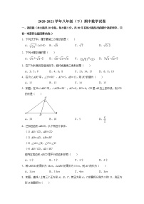 广东省广州市2020-2021学年下学期期中考试八年级 数学试卷