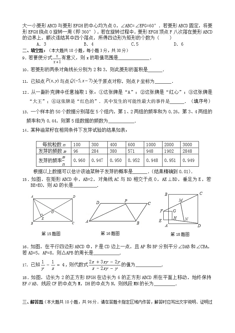 江苏省扬州市邗江区2020-2021学年八年级下学期期中考试数学试题（word版 含答案）02