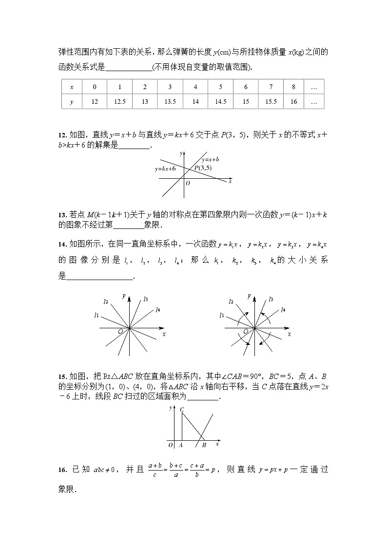 2020-2021学年人教版八年级数学下册 第十九章 一次函数 章末巩固训练（含答案）第3页