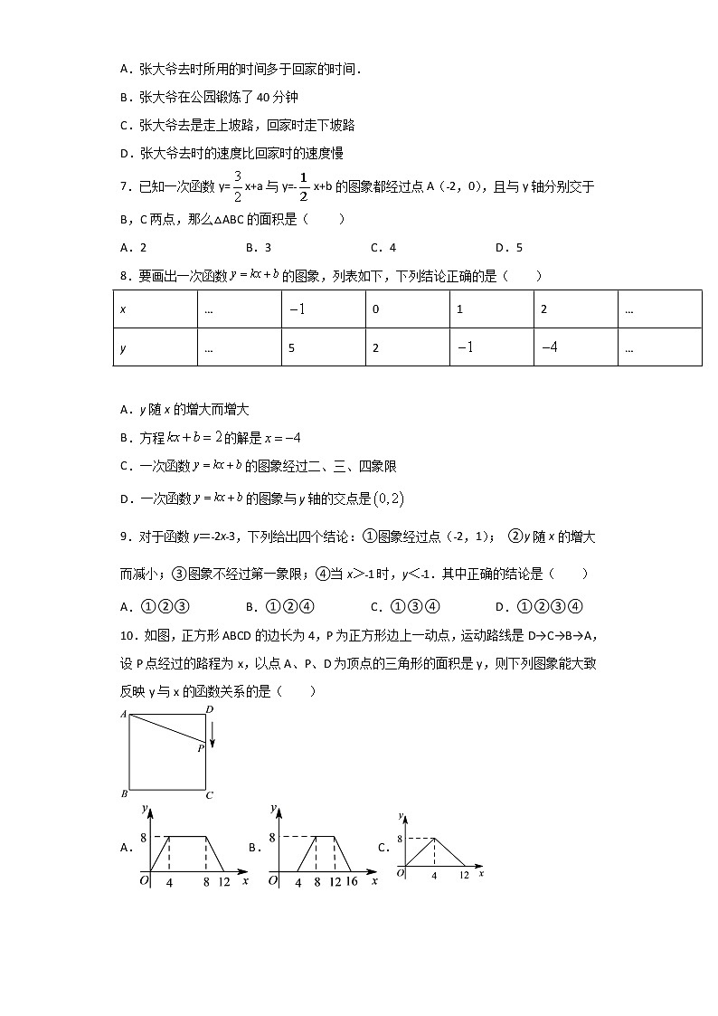 2020-2021学年八年级数学人教版下册第十九章 一次函数 全单元试题02