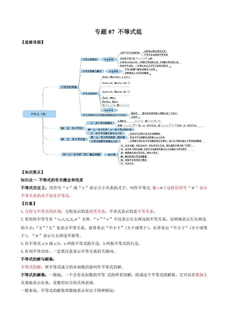 2021年中考数学一轮复习精讲专题07：不等式（组）第1页