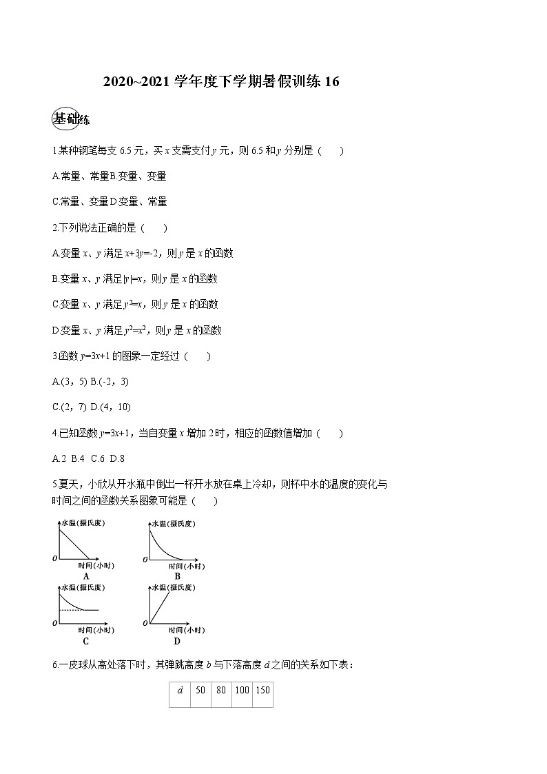 2020-2021学年下学期八年级数学（人教版）暑假训练1601