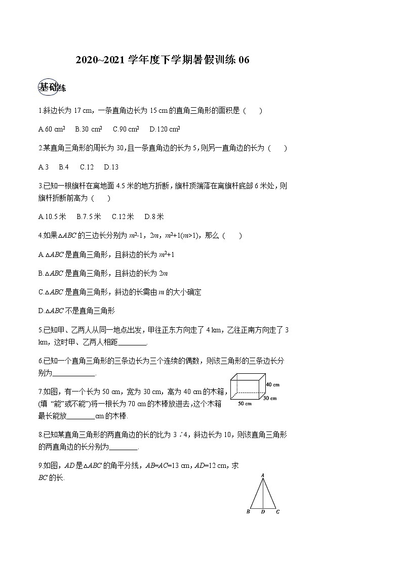 2020-2021学年下学期八年级数学（人教版）暑假训练601