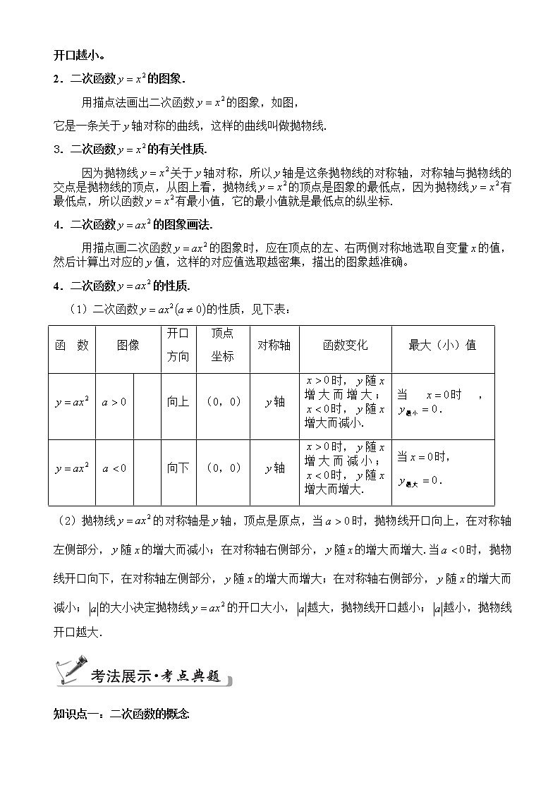 第10讲 二次函数y=ax^2的图像及性质-暑假班九年级数学上册学案+课后作业（教育机构专用）02