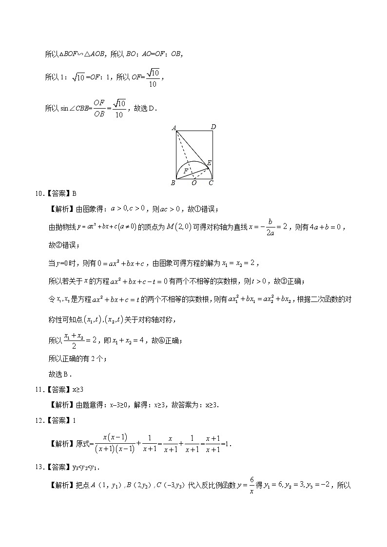 数学-2021年湖北武汉中考考前押题密卷（含考试版、全解全析、答题卡）03