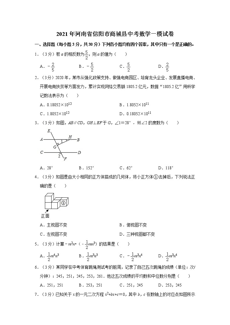 2021年河南省信阳市商城县中考数学一模试卷01