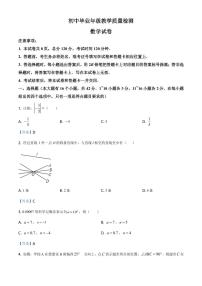 2021年河北省石家庄市九年级下学期教学质量检测数学试题附答案