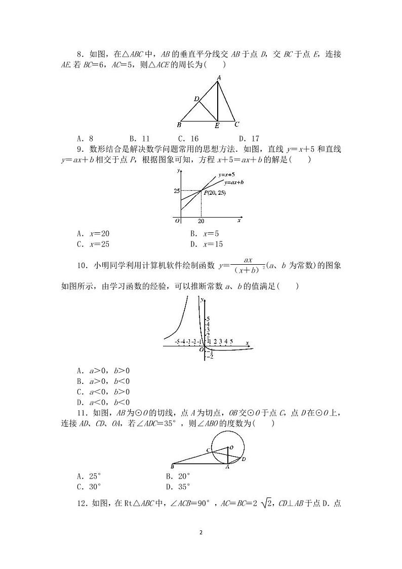 2021年湖南省衡阳市初中学业水平测试全真模拟数学试卷附答案02