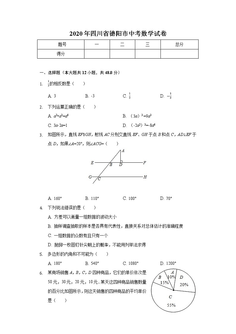 2020年四川省德阳市中考数学试卷01