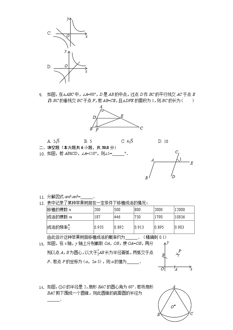 2020年新疆生产建设兵团中考数学试卷解析版第2页