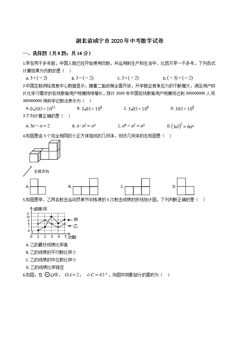 湖北省咸宁市2020年中考数学试卷01