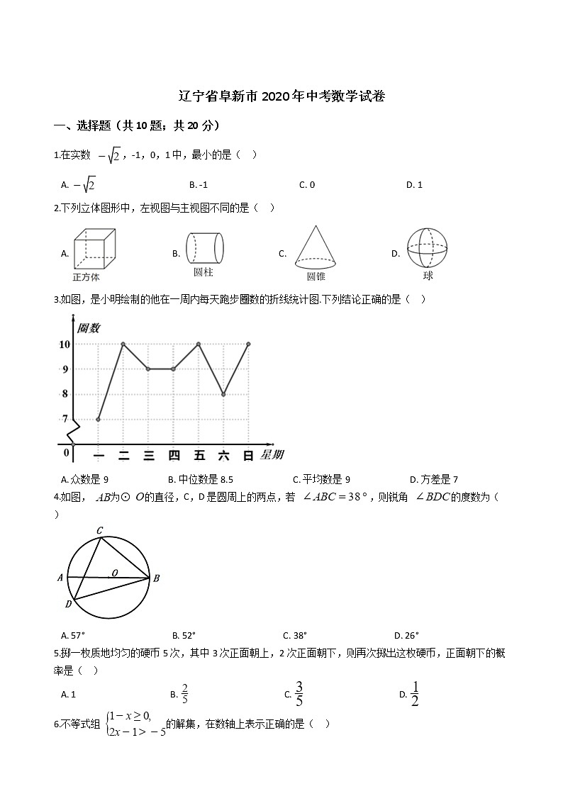 辽宁省阜新市2020年中考数学试卷01