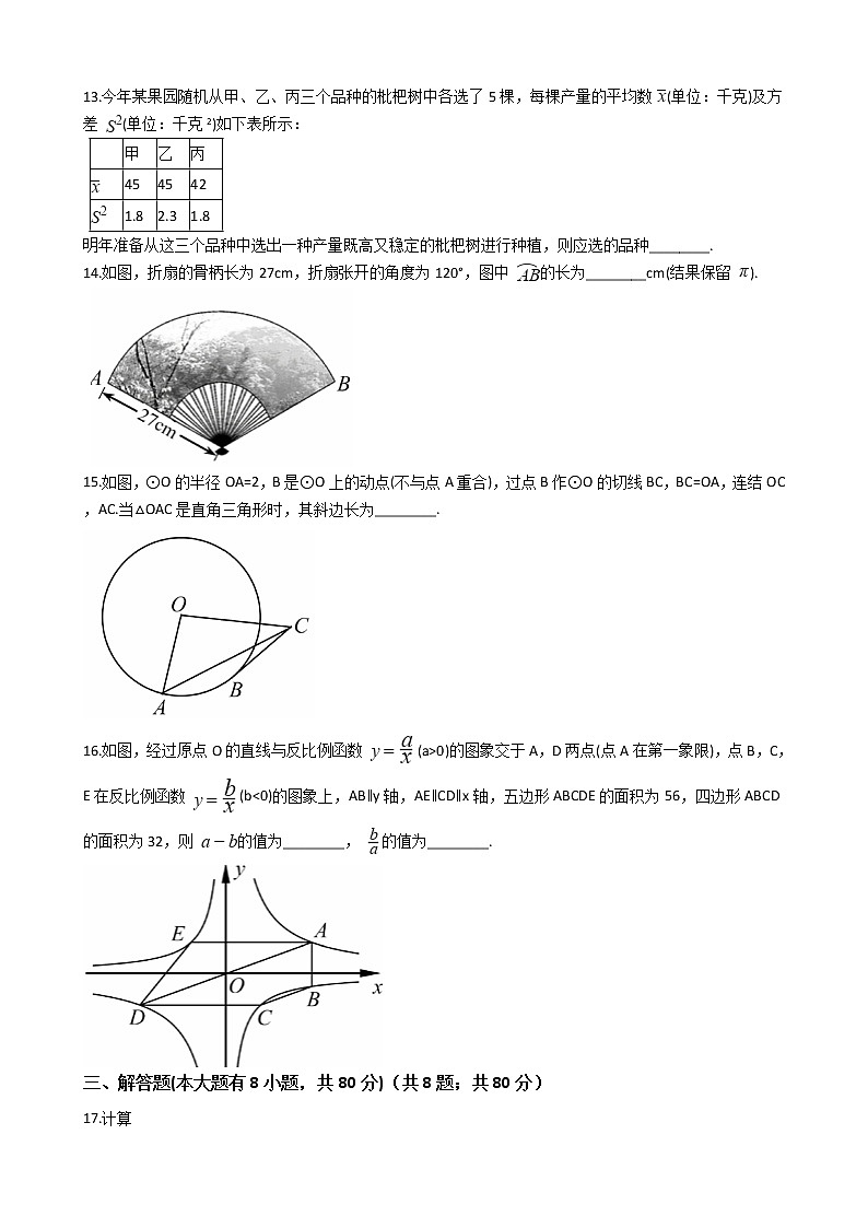 浙江省宁波市2020年中考数学试卷03