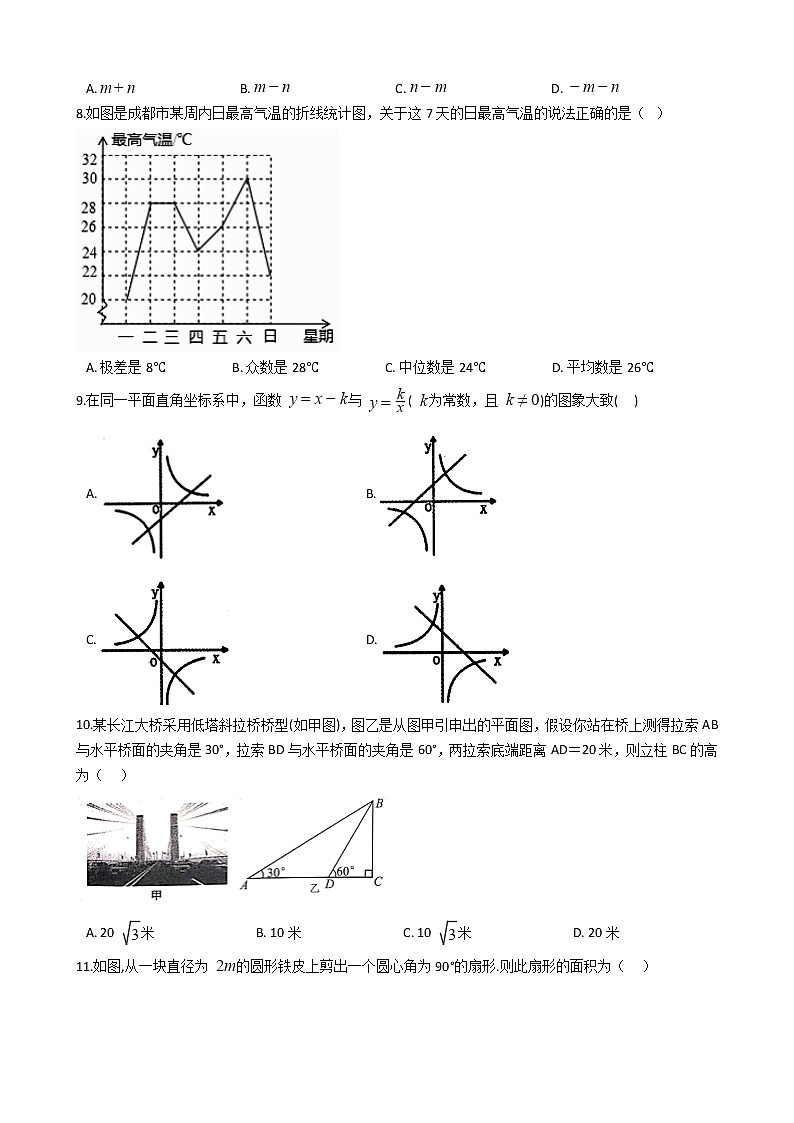 山东省济南市天桥区2021年中考数学二模试卷附答案02