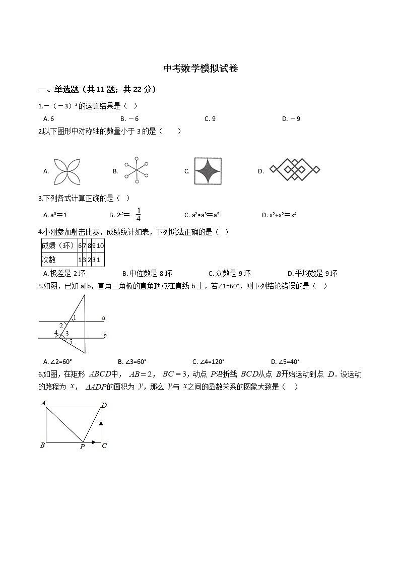 黑龙江省齐齐哈尔市2021年中考数学模拟试卷附答案01